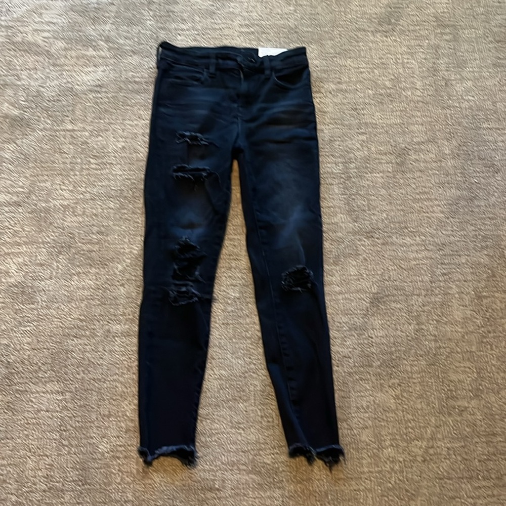 American Eagle women Sz 0 short highrise jeggings black super stretch New w/ tag